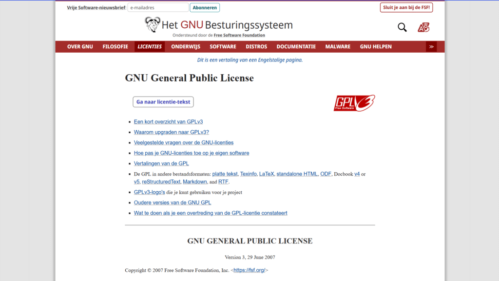 De GNU General public license