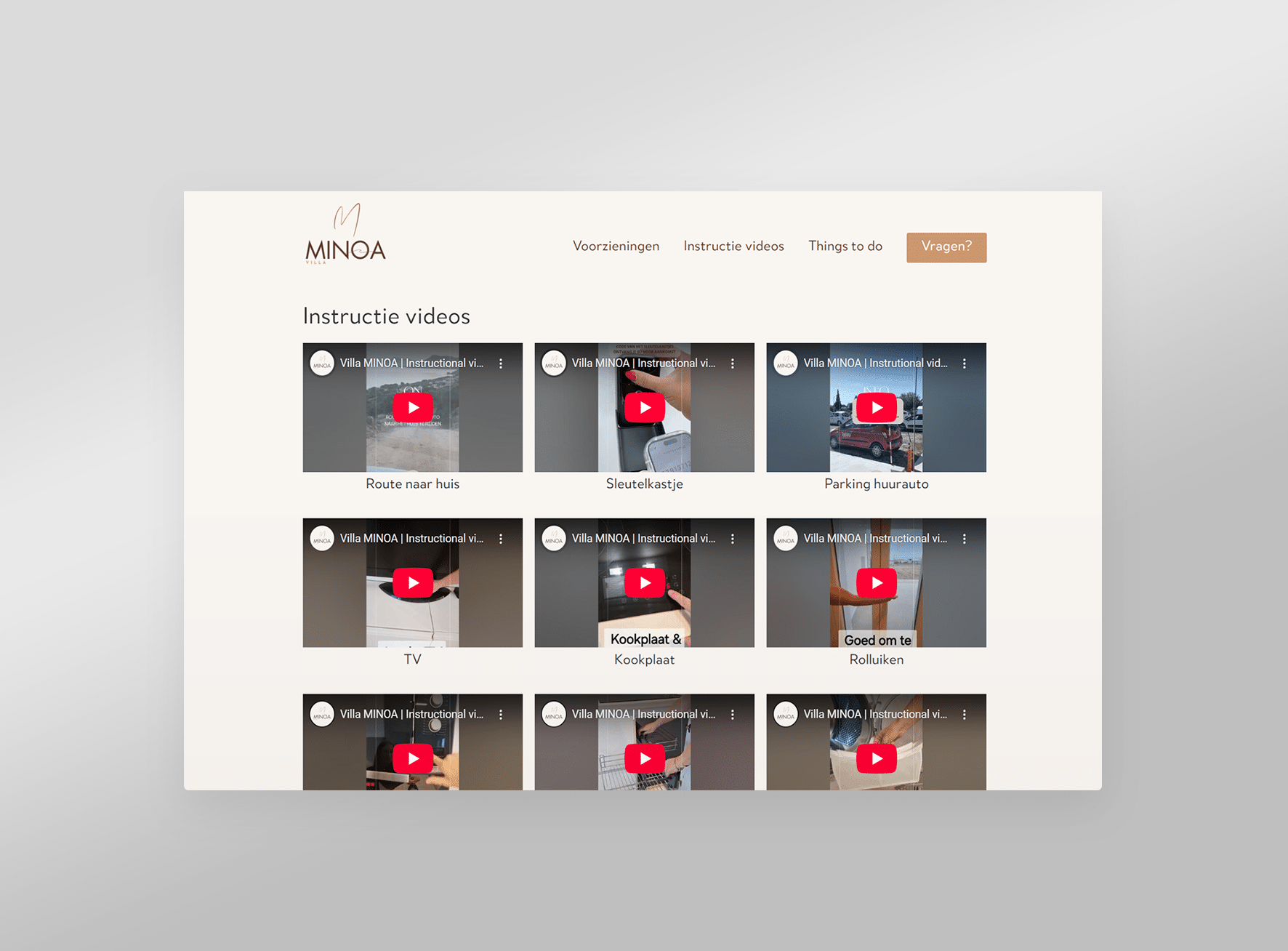 De video integratie van de Villa-MINOA website