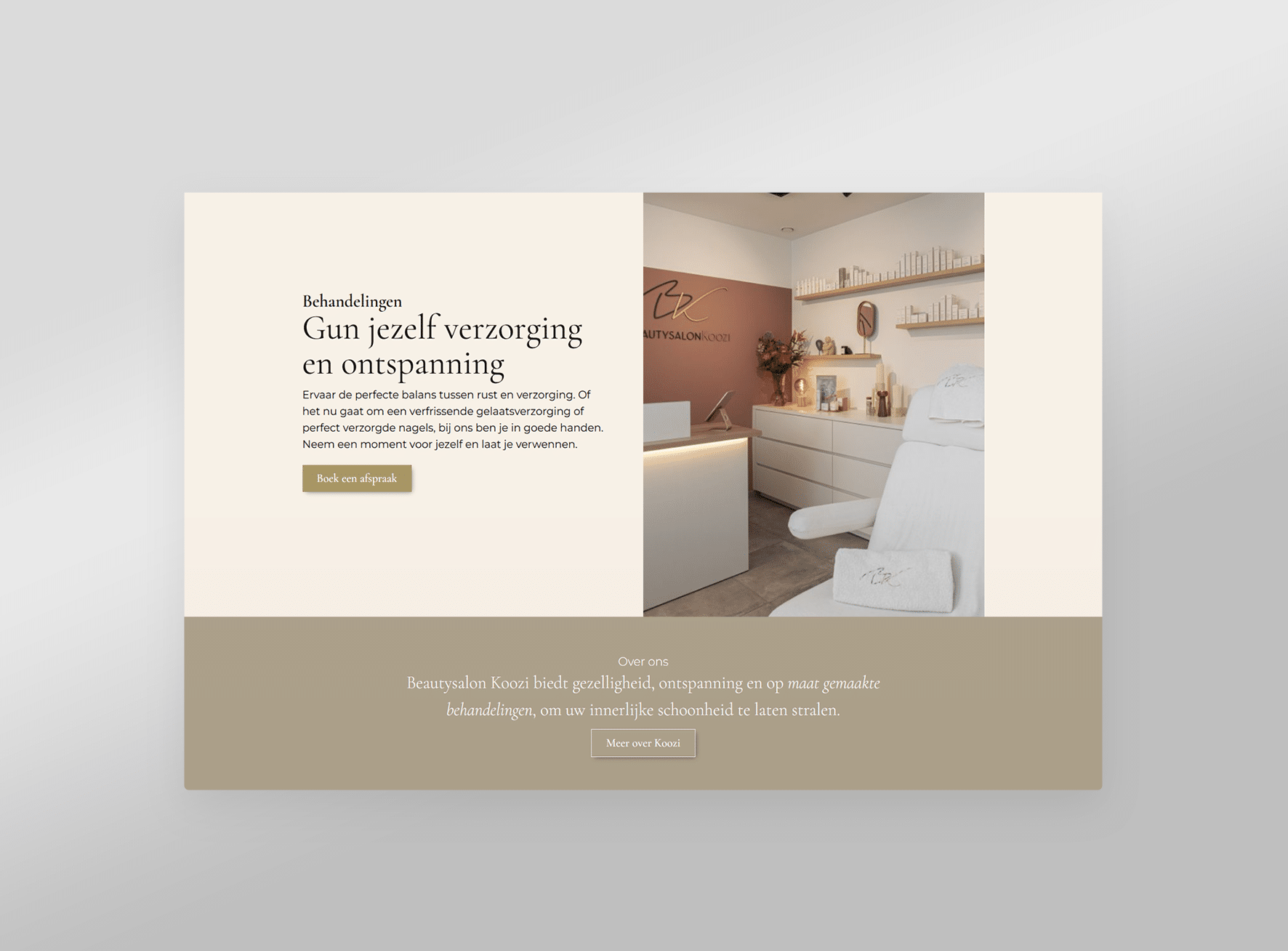 Het kleuren palet in beeld van de Beautysalon Koozi website