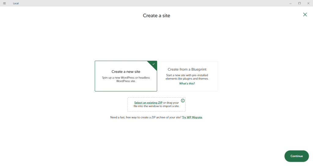 LocalWP create a site page