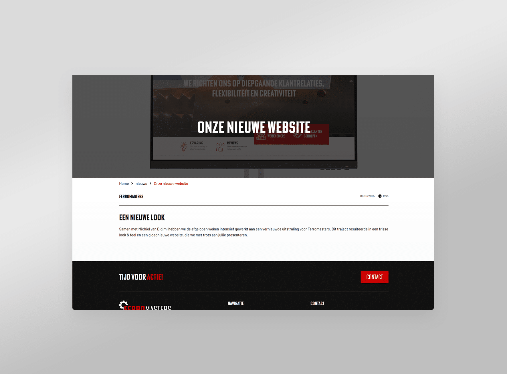 De nieuwsbrief integratie van de Ferromasters website