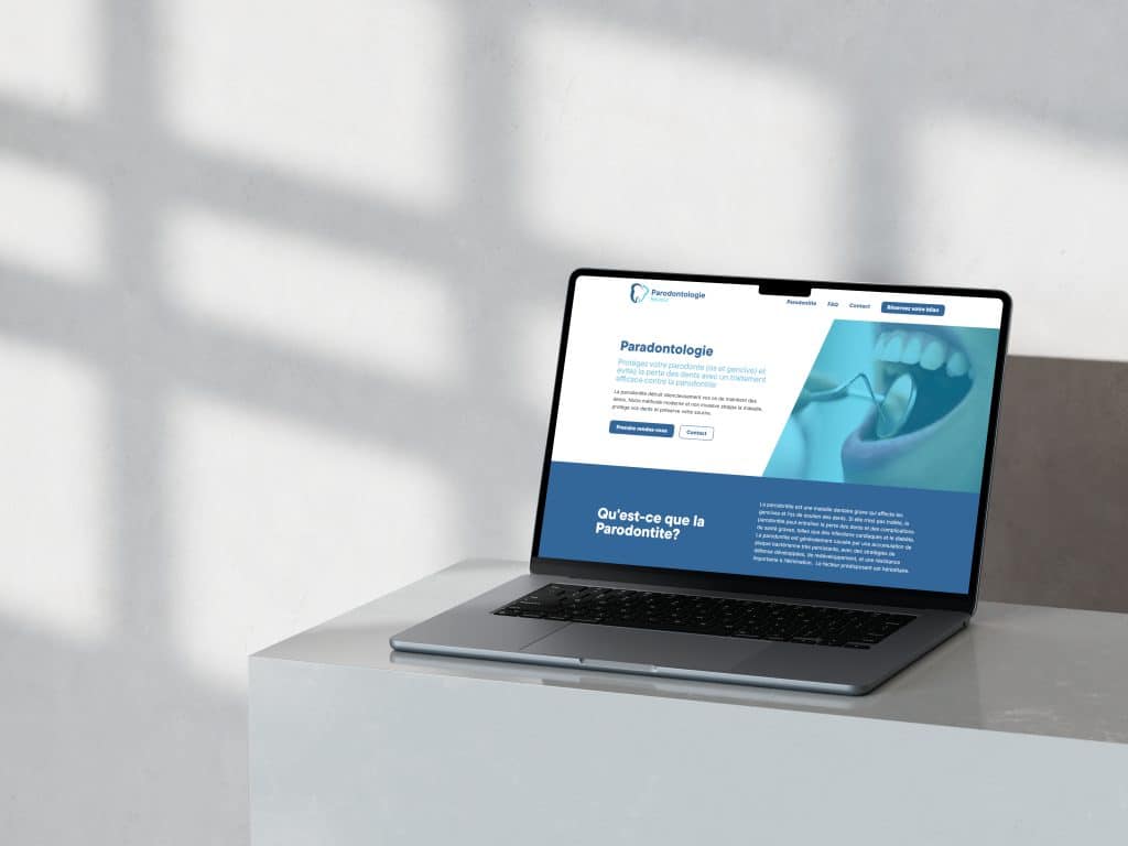 Een mockup van de ParodontologieRevolut website op een laptop