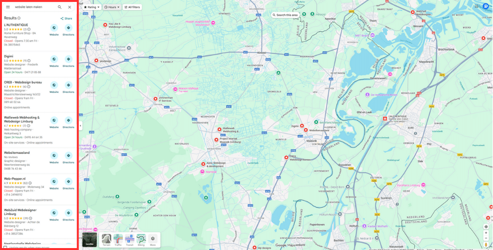 Google bedrijfsprofielen op Google Maps