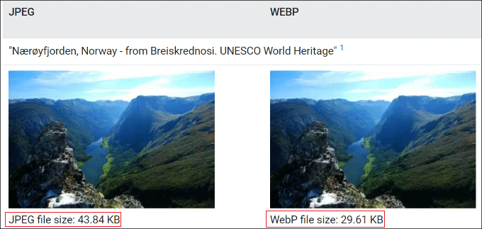 JPEG vs WebP
