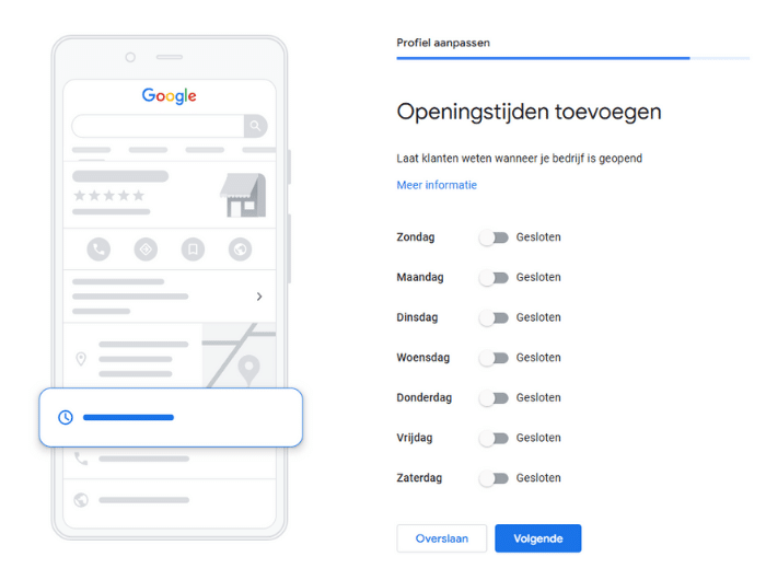 Invullen openinstijden voor Google bedrijfsprofiel