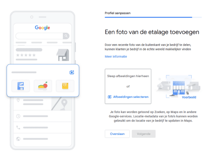 Invullen etalagefoto voor Google bedrijfsprofiel