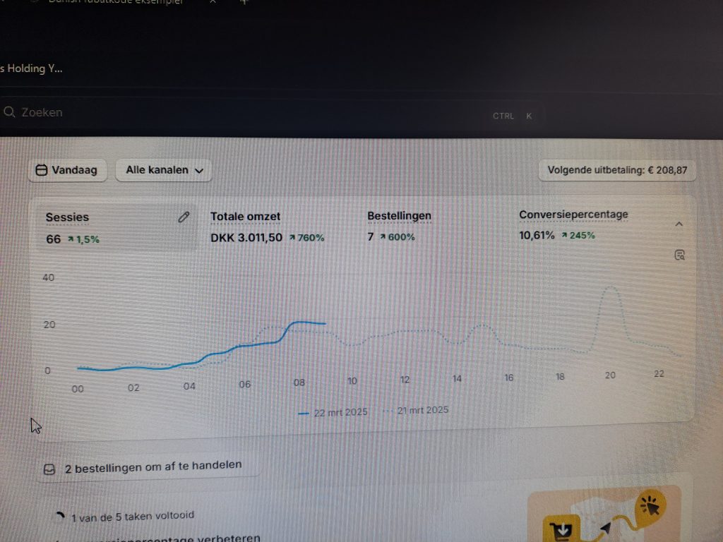 Shopify webshop data grafiek