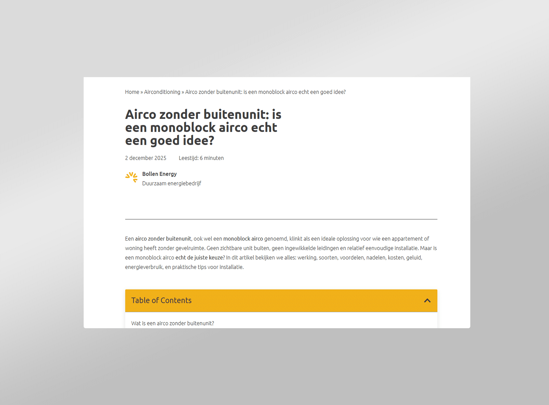 Bollen Energy SEO strategie